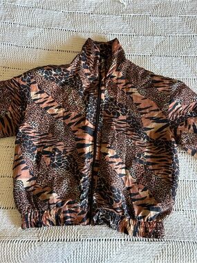 Vintage 90s Fuda International Animal Print Bomber Jacket
